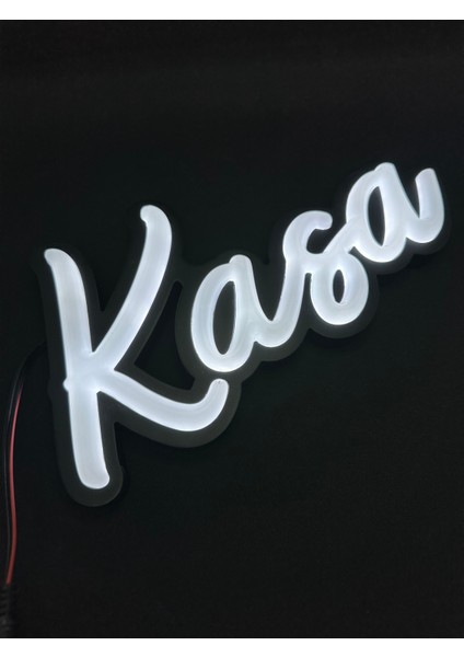 'kasa' El Yazısı Işıklı Özel Tabela LED Ile Neon Görünümlü Tabela (29X15CM)