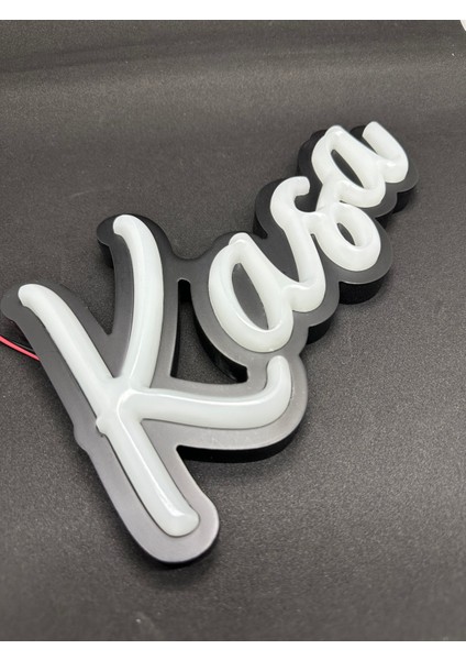 'kasa' El Yazısı Işıklı Özel Tabela LED Ile Neon Görünümlü Tabela (29X15CM)