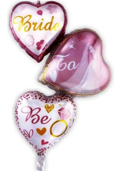 3 Lü Kalp Bride To Be Folyo Balon