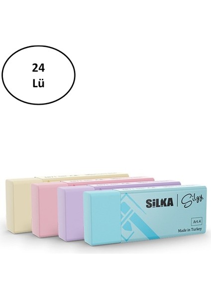 Lokal Marketing Silka Art.44 Pastel Orta Boy Sınav Silgisi 4'lü 24'lü - LKM9742-8046