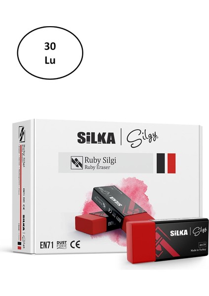 Lokal Marketing Silka Art.59 Ruby Kırmızı Sınav Silgisi 30'lu - LKM9303-6376