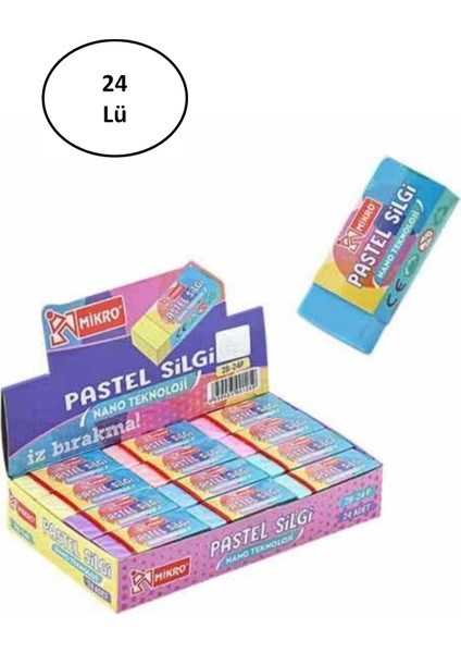 Lokal Marketing Mikro Silgi 2B-24P Pastel Soft 2B24TRP 24'lü - LKM2772-6020