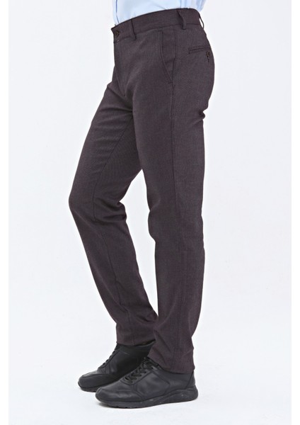 Bordo Dokuma Pamuk Karışımlı Chino Erkek Pantolon fırsatları