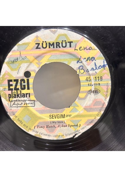 Zümrüt - Dönüş Sevgim 1968 Baskı 45'lik - Plak