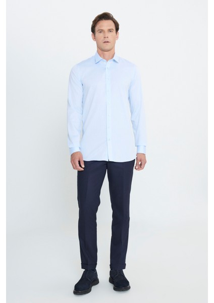Ütü Gerektirmeyen Ekstra Slim Fit Dar Kesim Klasik Yaka %100 Pamuk Non-Iron Gömlek fiyatları