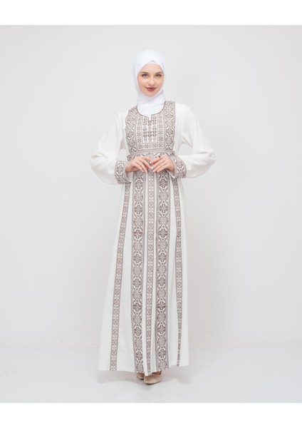 Filistin Geleneksel Geleneksel Nakışlı Kadın Beyaz Elbise C100002 fiyatları