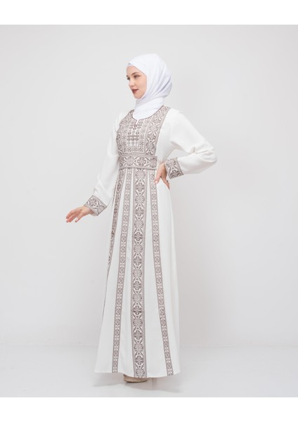 Filistin Geleneksel Geleneksel Nakışlı Kadın Beyaz Elbise C100002 fırsatları