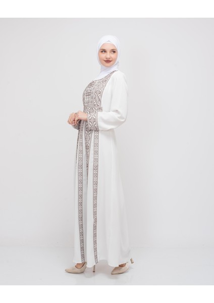 Filistin Geleneksel Geleneksel Nakışlı Kadın Beyaz Elbise C100002 indirimleri