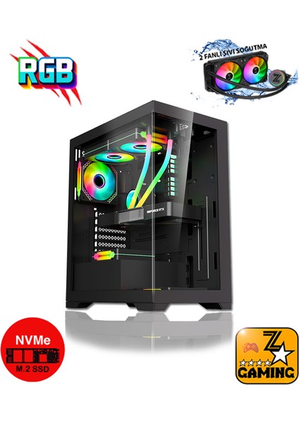 Pegasus RTX80 Ryzen 7 5700X 32GB Ram 1 Tb M.2 Nvme 8gb RTX4060 Sıvı Soğutmalı Oyuncu Masaüstü Bilgisayar