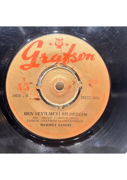 Mehmet Taneri - Seni Sevmek Ben Sevilmeyi Bilmezdim 1969 Baskı 45'lik - Plak