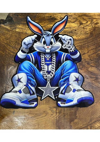 3 Boyutlu Bugs Bunny Tavşan Arma Dikiş Aplike 40 x 37 cm