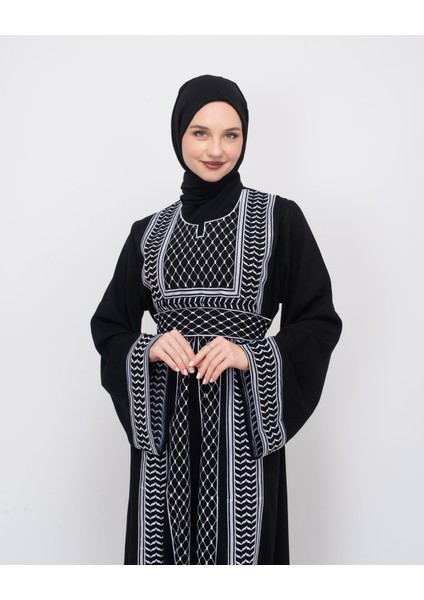Filistin Geleneksel Kefiye Tek Taraflı Nakışlı Kadın Elbise C100042 fiyatları