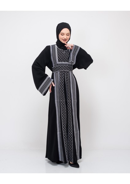 Filistin Geleneksel Kefiye Tek Taraflı Nakışlı Kadın Elbise C100042 indirimleri