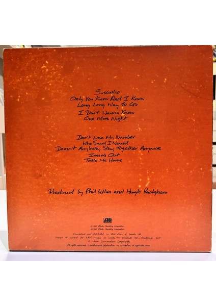 Phil Collins - No Jacket Required 1985 Baskı Lp - Plak fiyatları