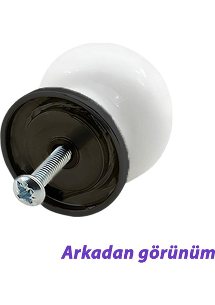 8 Adet Siyah Gül Desenli Beyaz Polimer Düğme Kulp Siyah Tablalı Mobilya Mutfak Dolabı Çekmece Kulbu Kulpları