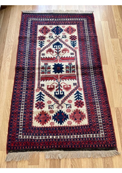 101X170 cm Küçük Alanlar Için Tribal Desenli El Dokuma Vintage Kilim