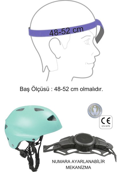 Turkuaz Çocuk Kaskı Spor Koruyucu Kask Yıldızlar ve Harfler Stickerlı Bisiklet Paten Ekipmanı indirimleri