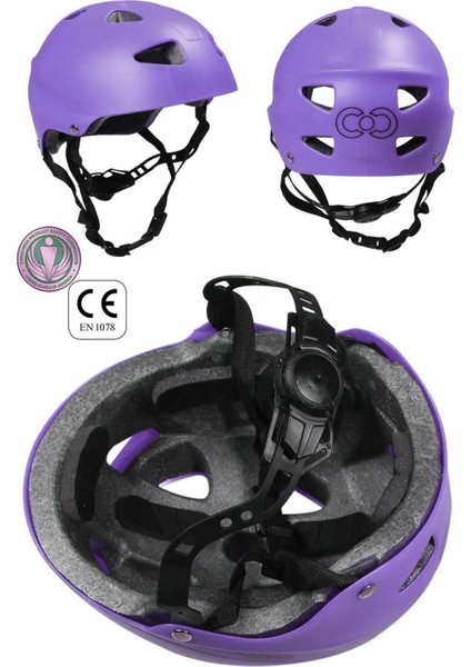 Lila Çocuk Kaskı Spor Koruyucu Kask Beyaz Mor Dirseklik Donanım Seti Bisiklet Scooter Paten indirimleri