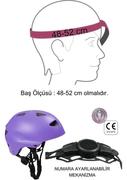 Lila Mor Çocuk Kaskı Spor Koruyucu Kask Lila Dizlik Dirseklik Donanım Seti Bisiklet Scooter Paten fırsatları