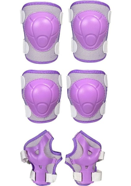Lila Mor Çocuk Kaskı Spor Koruyucu Kask Lila Dizlik Dirseklik Donanım Seti Bisiklet Scooter Paten indirimleri