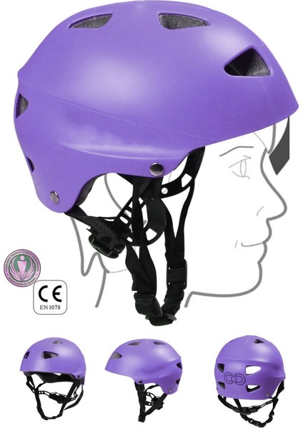 Lila Çocuk Kaskı Spor Koruyucu Kask Siyah Dizlik Dirseklik Donanım Seti Bisiklet Scooter Paten modelleri