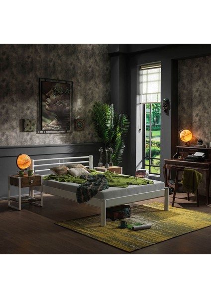 Allegro Çift Kişilik Ferforje Metal Karyola - Beyaz