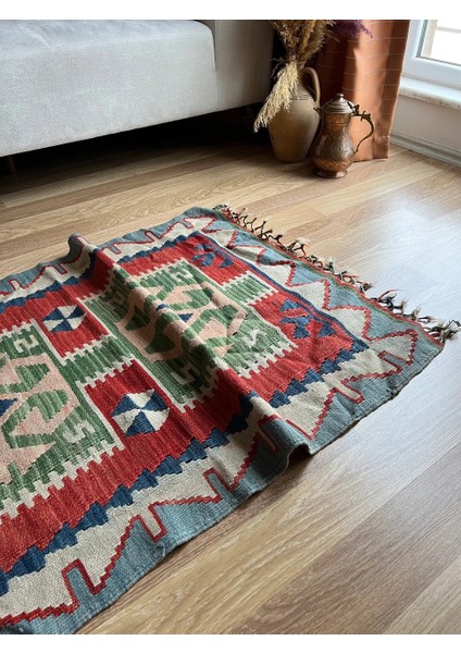 78X118 cm El Dokuma Yıkanabilir Vintage Kilim Boho Stili Ev Dekoru