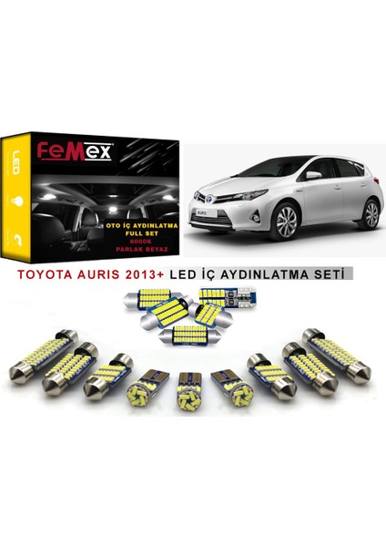 Toyota Auris LED 2013 ve Sonrası Cam Tavanlı Model Iç Aydınlatma Ampul Seti Femex Parlak Beyaz