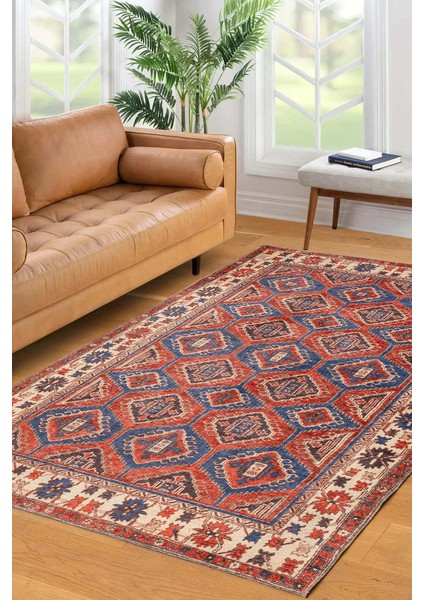 Fuga Yumuşak Dokulu Çok Renkli Vintage Desenli Halı Ka 46