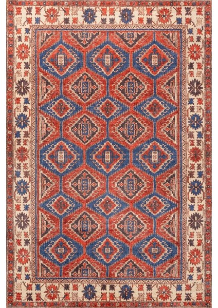 Fuga Yumuşak Dokulu Çok Renkli Vintage Desenli Halı Ka 46