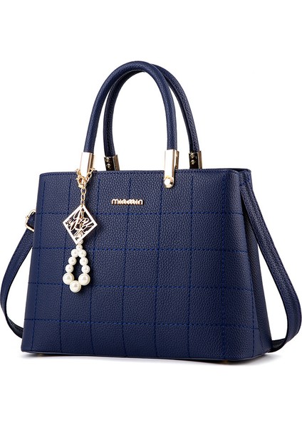 Kadın Nakış Ekose Büyük Kapasiteli Omuz Crossbody Çanta (Yurt Dışından)