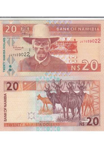 Namibia 20 Dolar 2002, P#6b, Çil, Eski Yabancı Kağıt Para