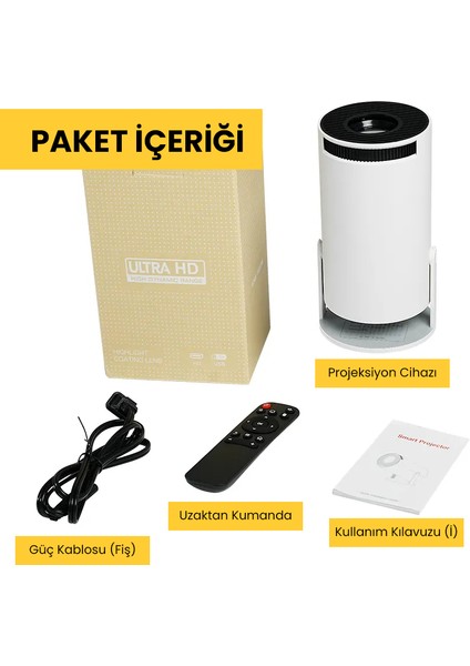 HY300 Ultra Hd 1280X720 Piksel 1800 Lümen HDMI Multimedia Projeksiyon Cihazı