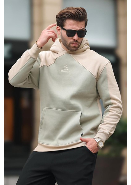 Bej Kapüşonlu Cep Detaylı Nakışlı Sweatshirt E7085 fiyatları