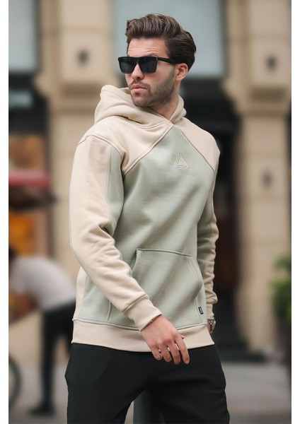 Bej Kapüşonlu Cep Detaylı Nakışlı Sweatshirt E7085 modelleri