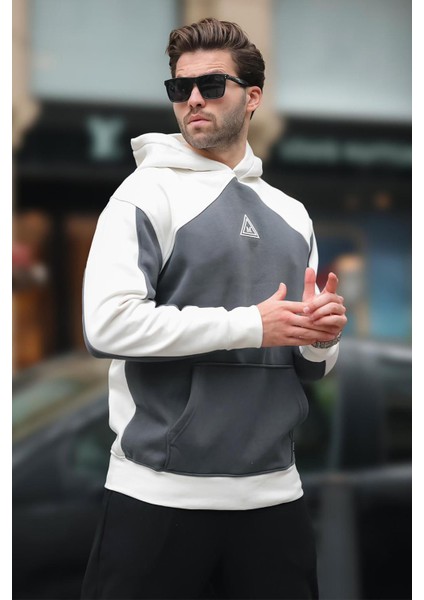 Ekru Kapüşonlu Cep Detaylı Nakışlı Sweatshirt E7085 fiyatları