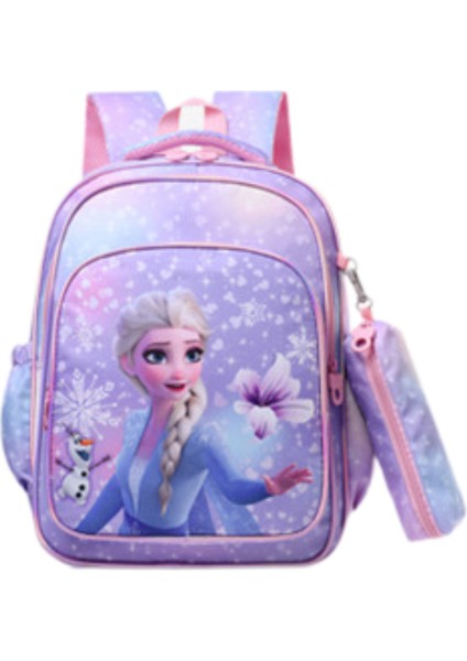 Ilkokul Çocukları Için Kalem Kutulu Prenses Sırt Çantası Suya Dayanıklı, Mor (Yurt Dışından)