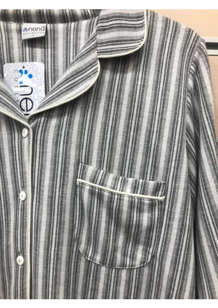 %100 Pamuk Yakalı Önden Düğmeli Kadın Çizgili Pijama Takım 14392 fiyatları