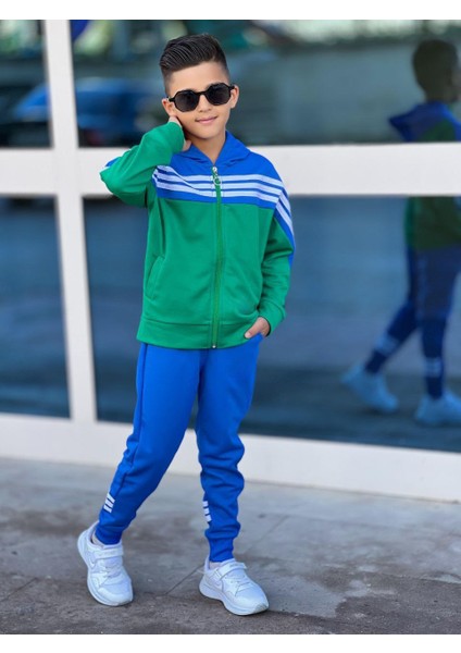Erkek Çocuk Mavili Yeşilli Eşofman Takımı