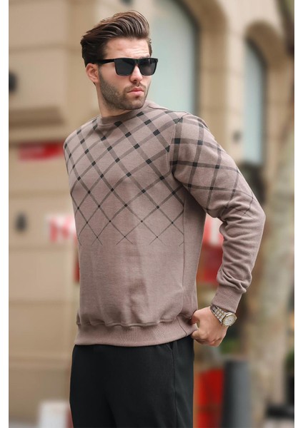 Camel Desenli Bisiklet Yaka Triko Kazak 6019