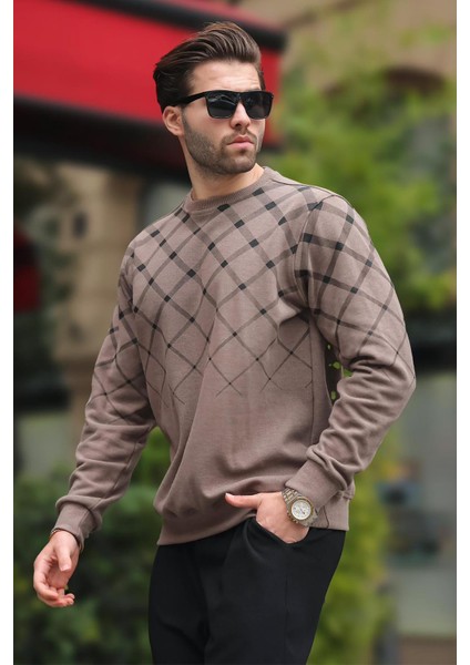 Camel Desenli Bisiklet Yaka Triko Kazak 6019