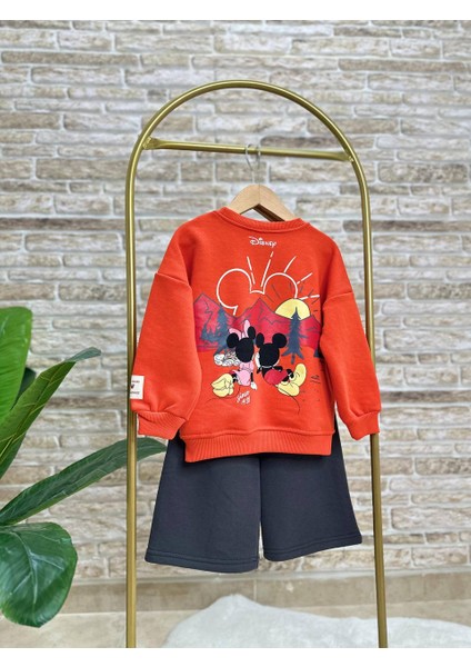 Ladin Store Yeni Sezon Kız Çocuk Minnie And Mickey Mouse Baskılı Pamuklu Sweatshirt ve Eşofman Altlı Ikili Takım