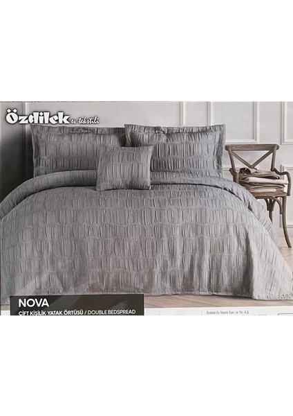 Nova Çift Kişilik Yatak Örtüsü Takımı - Gri