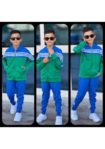 Erkek Çocuk Mavili Yeşilli Eşofman Takımı modelleri