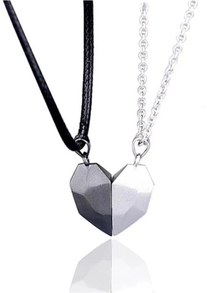 Çiftlere Özel Mıknatıslı Kolye 2li Kalpli Model