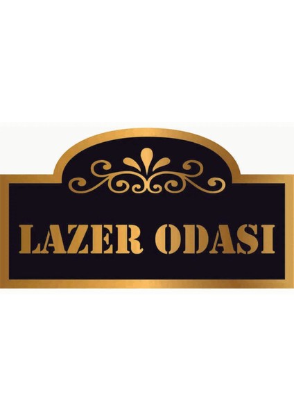 Lazer Odası Yazılı Yönlendire Levhası Gold Aynalı Pleksi Lazer Odası Yönlendirme Tabelası