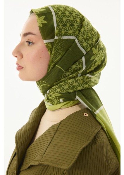 Shay Çiçek Desen Yeşil Pamuklu Şal fırsatları