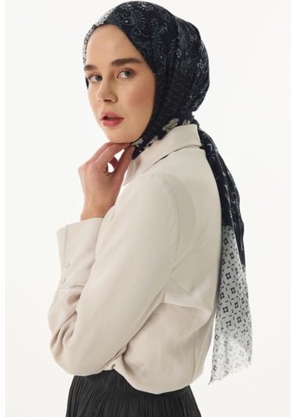 Mira Etnik Desen Vizon-Siyah Pamuklu Şal