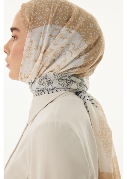 Mira Etnik Desen Krem-Bej Pamuklu Şal fiyatları