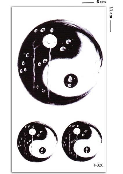 3 Boyutlu Mini Boy Yingyang Geçici Dövme Aksesuar Şık Moda Yaz